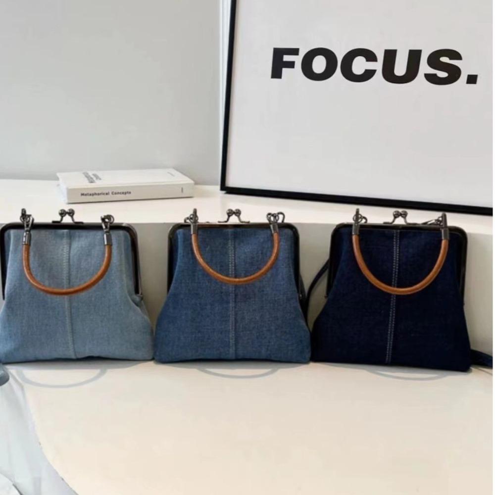 New Vintage Style Women Handbag Fashionable Versatile Designer Shoulder Bag Navy Blue Lady‘s Purses Crossbody Bags