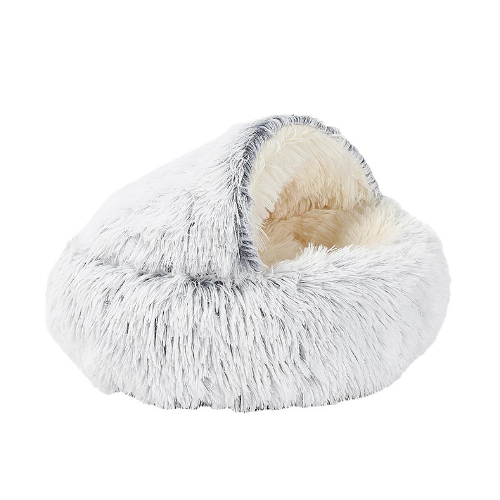 Semi enclosed Shell Cat Nest Long Plush Winter Warm Pet Nest Semi Enclosed Dog Nest 2025New Wholesale/ retail diameter 40cm кофейный