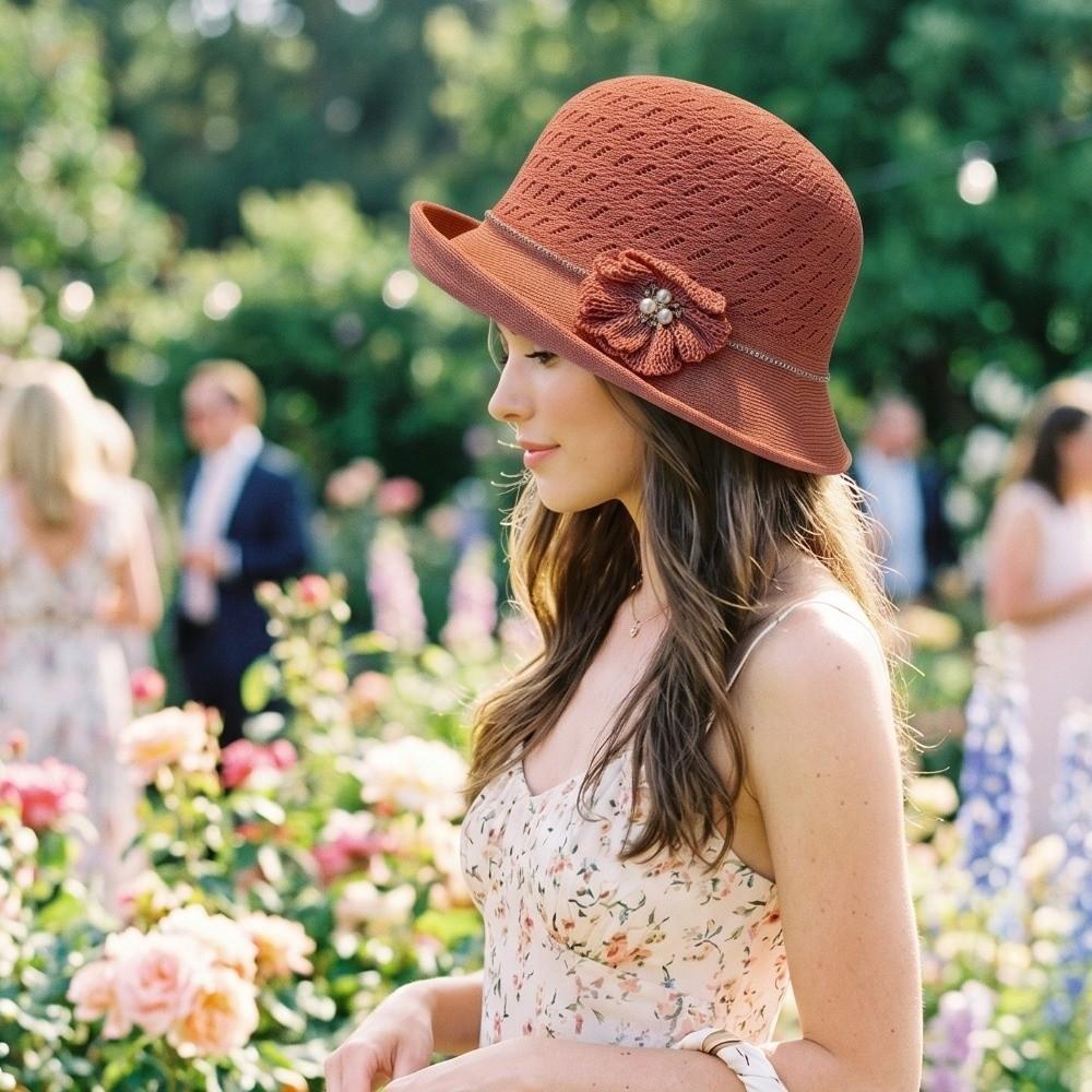 Elegant Middle-aged Mother Hat Polyester Bucket Hat Artistic Sun Hat Casual Streetwear