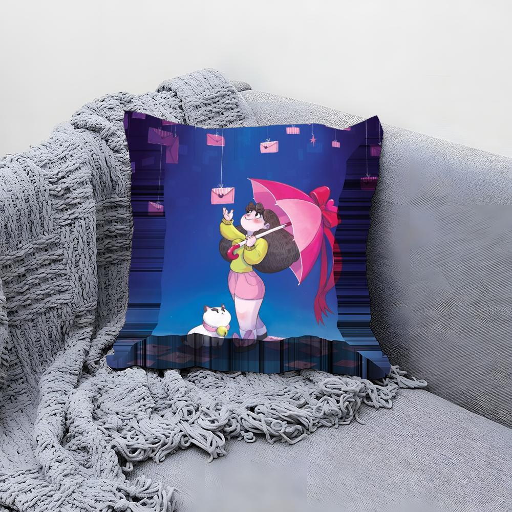 

B-Bee And P-Puppycat Cushion Cover Comfortable Reversible Pillow Cover Ideal for Car Sofa Bedroom & Beyond 30cmx30cm