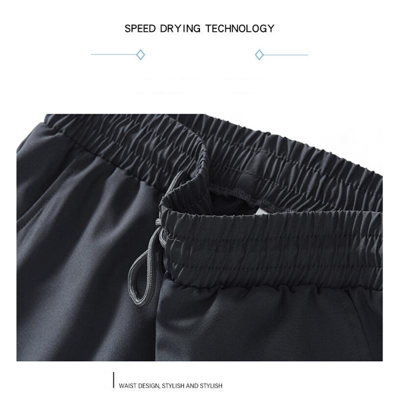 Summer New Business Ice Silk Pants Straight Elastic Waist Black Gray Trousers Breathable Simple Quick Drying Casual Suit Pants