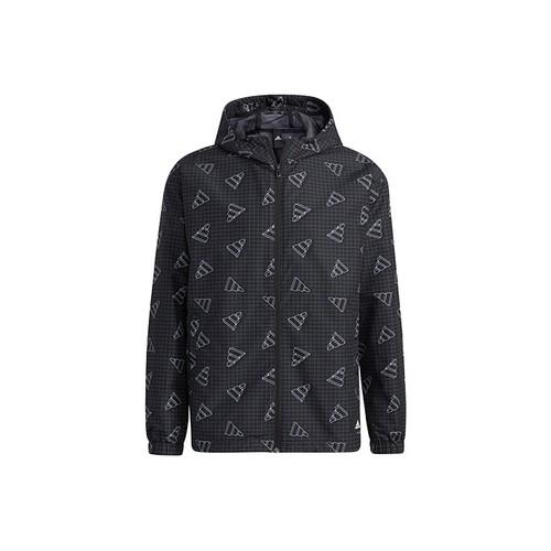 adidas All-Over Print Loose Fit Hoodie Jacket for Men, Black M чёрный