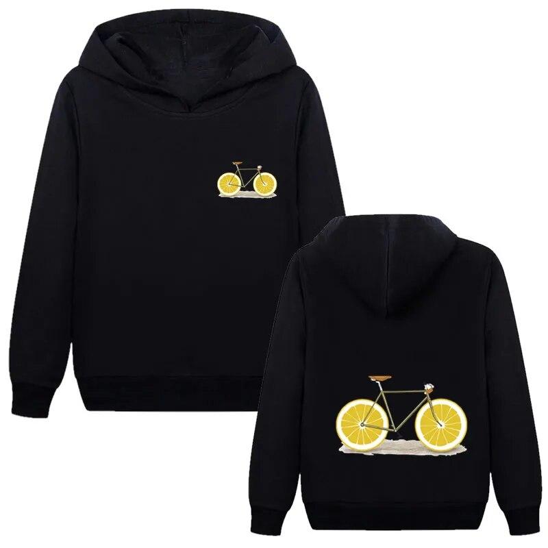 

Boys Creative Lemon Bicycle Hoodies Fruit Print Hooded Sweatshirts Fashion Hip HopStreetwear Hoodie Sports Clothes