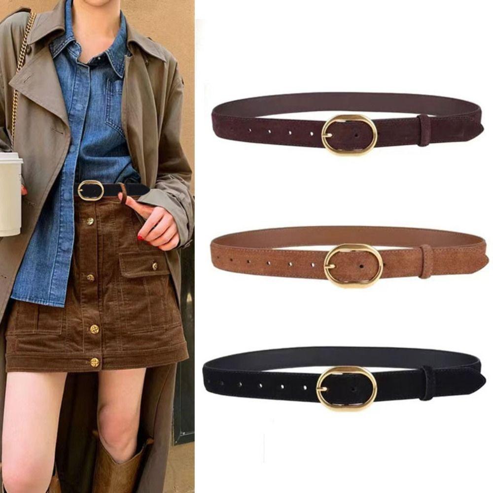 

Trendy Suede Leather Belt Casual Business Waist Strap Women Trouser Dress Belts Gifts чорний