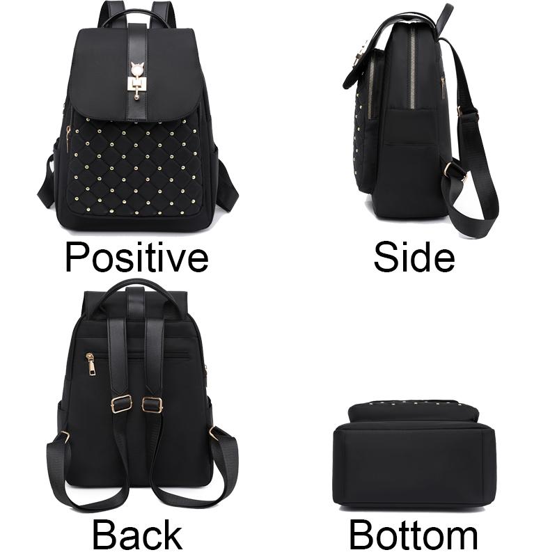 Hohe Qualität Nylon Wasserdichte Rucksack Frauen Casual Lides Schulter Tasche Niet Dekoration Schule Taschen Für Jugendliche Mädchen Mochilas