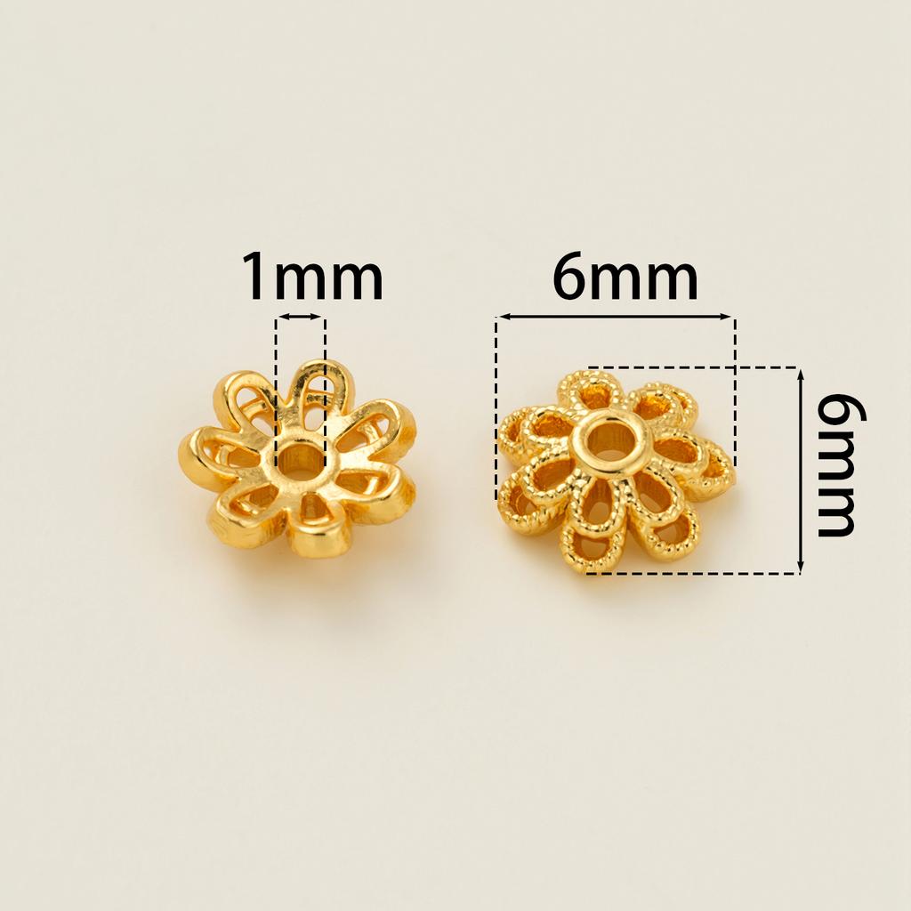 10Piece/Pack 14/18K Gold Color Plated Flower shape Beads Caps for DIY Necklace Bracelets Jewelry Making Accessories