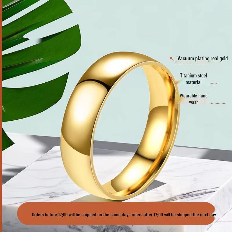Women's 6mm Plain Titanium Steel Ring - Non-fading Ins Style Index Finger Band