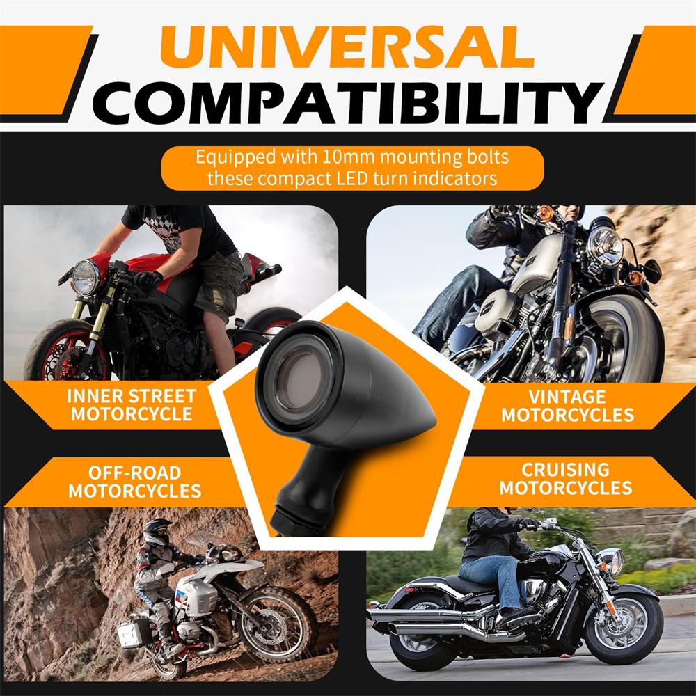 Furulu Motorcycle LED Bullet Blinker Red Brake Turn Signal Tail Light Universal