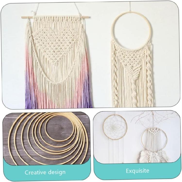 9 Pcs Bamboos Floral Hoops Dream Catcher Craft Rings Wreath Hoops Rings Great for DIY Wedding Wreath