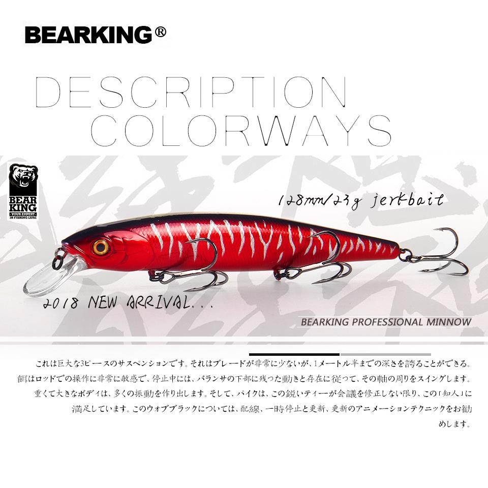 Bearking 128mm 23g New Hot Model Professional Quality Fishing Lures Hard Bait Dive 1.5m Quality Wobblers Minnow