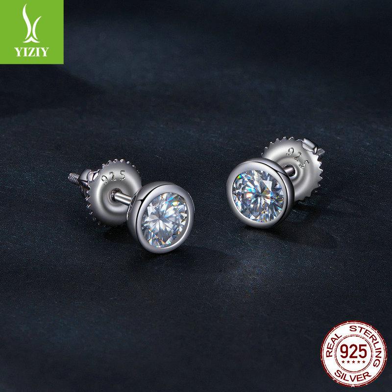 Simple 50-Point Exquisite Moissanite Threaded Stud Earrings With 925 Silver Moissanite Design