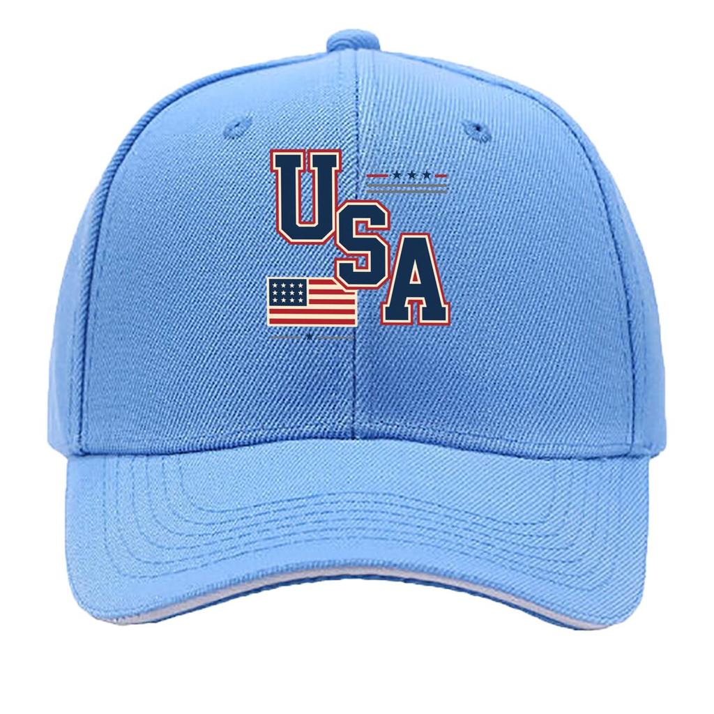 Bold USA Patriotic Flag Block Letter Sandwich Baseball Cap Sun Cap Outdoor Workouts Hat