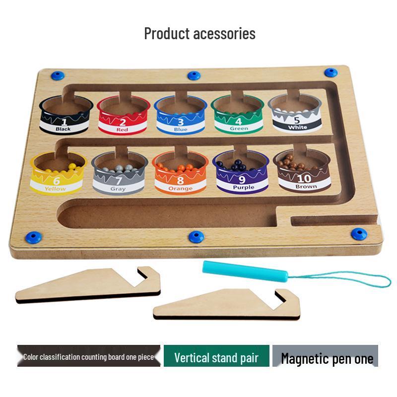 Wooden Magnetic Marble Maze: Children’s Color Sorting & Counting Game