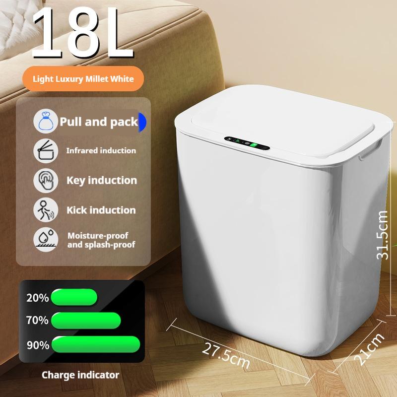 14L Smart Sensor Trash Can Flip-top Sorting Garbage Storage Box Household Wastebasket Kitchen Bathroom Bedroom Waste Collector