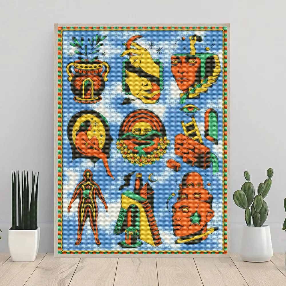 Full Drill Diamond Painting Kit Surreal Abstract Art Design Relaxing Creative Craft for Home Wall Decoration and Artistic Interior Spaces