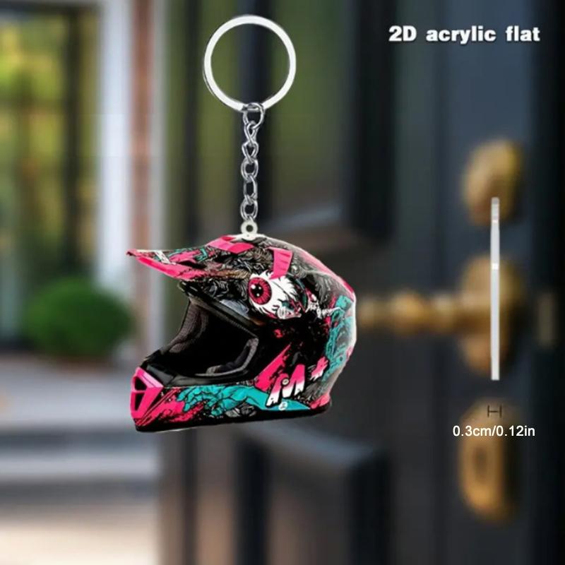 Keychain Helmet 2D Flat  Stereo Motorcycle Helmets Safety Auto Bag Car Key Ring Keychain Gift Jewelry