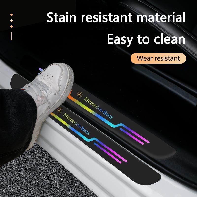 4Pcs Car Door Threshold Strips Protector Sticker For Mercedes Benz AMG Brabus Smart W204 GLC CLA W205 W203 W206 Auto Accessories FF2