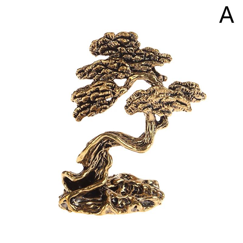 

1 шт. латунная мини-статуэтка сосны с приветственным знаком, миниатюрное дерево, пейзаж, маленькие статуи из дерева бонсай, украшения, аксессуары
