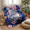 Tiger and Floral Fantasy Theme blanket Lightweight Warm Flannel Blanket Decorative Throw Blanket for Home Decoration