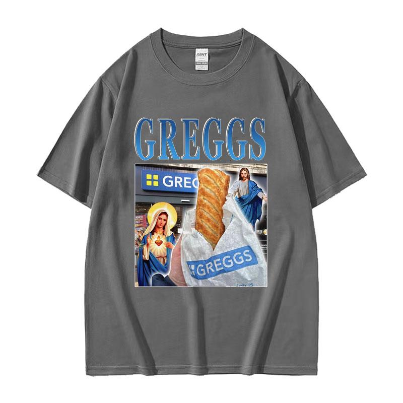 Greggs Homage Bakery Chain Funny Meme Graphic T Shirt Men Women Vintage Clothing Tees Casual Cotton Oversized Tshirt Streetwear