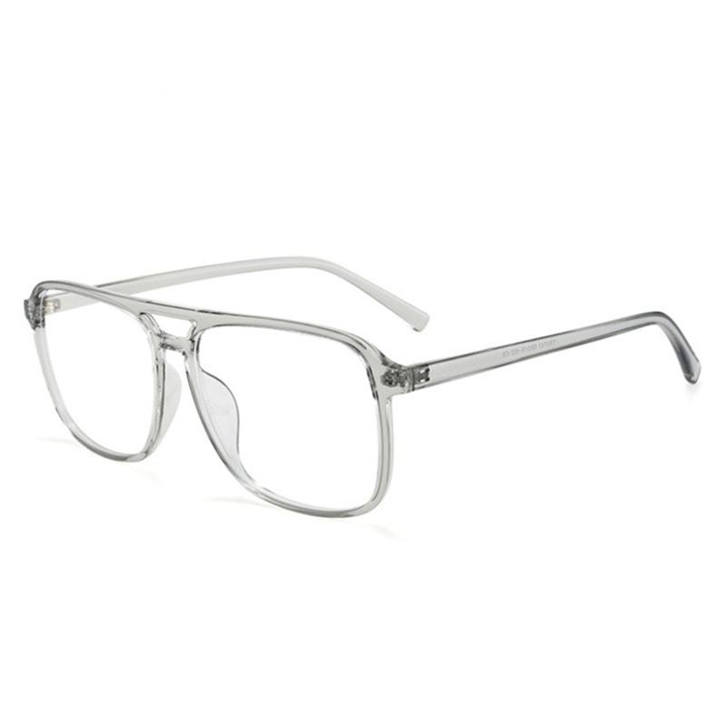 Blocking Blue Light Square Nearsighted Spectacle Double Beam Transparent Gray TR90 Diopter Glasses Prescription -0.5 -1.0 To -4