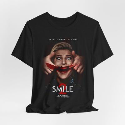Smile 2 Horror Grafik-T-Shirt – Unisex-T-Shirt mit gruseligem, auffälligem Design für Fans