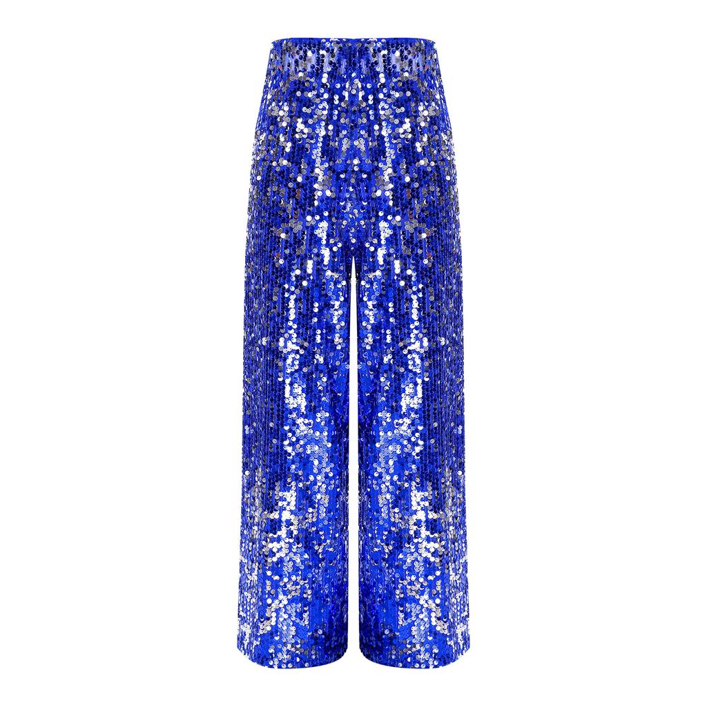 Girls Allover Sequin Pants Elastic Waist Loose Fit Fully Lined for Dance Stage Performance