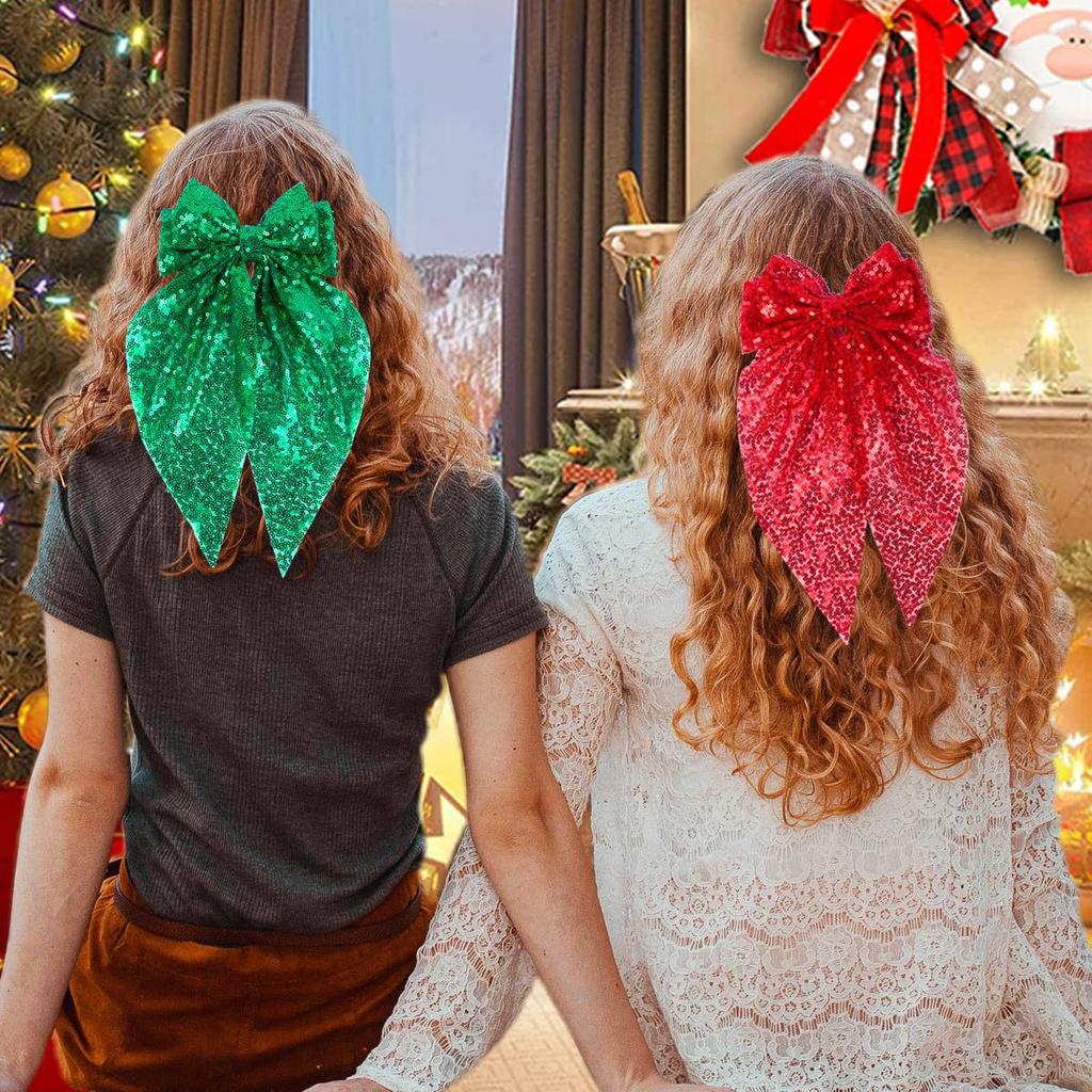 Mode Pailletten Schleife Haarspange Mesh Band Haarnadel Elegant Weihnachten Neujahr Party Haaraccessoires