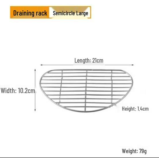 Stainless Steel Semi-Circular Oil Draining and Cooling Rack with Feet for Baking and Barbecue