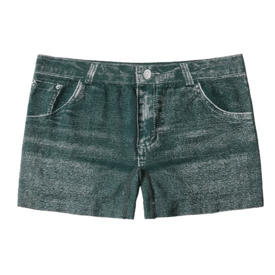 Kadın Şort Yüksek Esnek Taklit Denim Kısa Tayt Cepli Dar Kesim Yazlık Şort Günlük Giyim