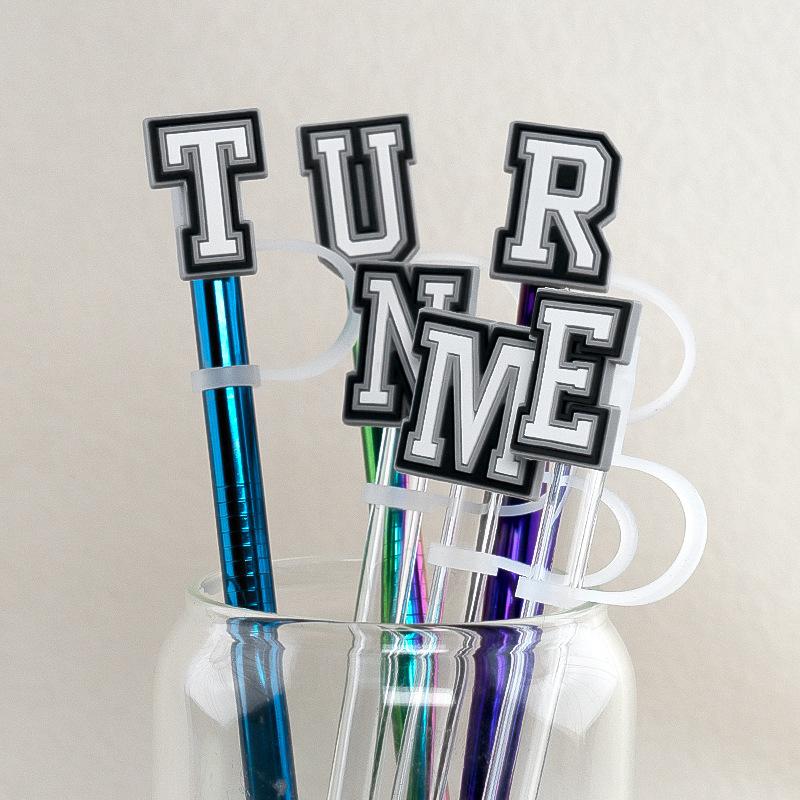 1Pcs Letter Silicone Straw Covers Cap Compatible With Stanley 30&40Oz Cup10Mm Straw Toppers Reusable Dust-Proof Straw Caps