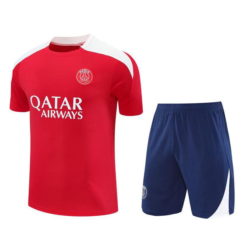 Paris Short Sleeve Training Jersey Set for Adults & Children - Summer Pre-Match Sports Kit