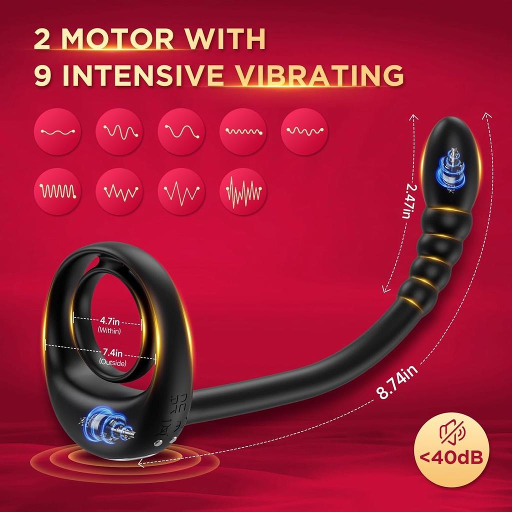 Vibrador Cock Ring Prostate Massager App Controle Remoto 9 Vibradores Casais Brinquedos Sexuais Masculinos Vibrador Butt Plug Anal Plug Penis Ring Brinquedos Sexuais