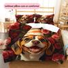 Dog with Birthday Hat Pattern Bedding Quilt Set  Home Decoration  Gift (1 * duvet cover + 2 * pillowcase  without core)