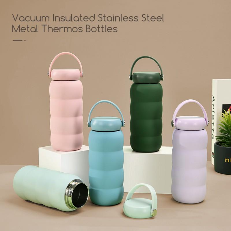600ml Stainless Steel Vacuum Insulated Water Bottle With Wide Mouth Carry Strap Outdoor Sports Travel Office