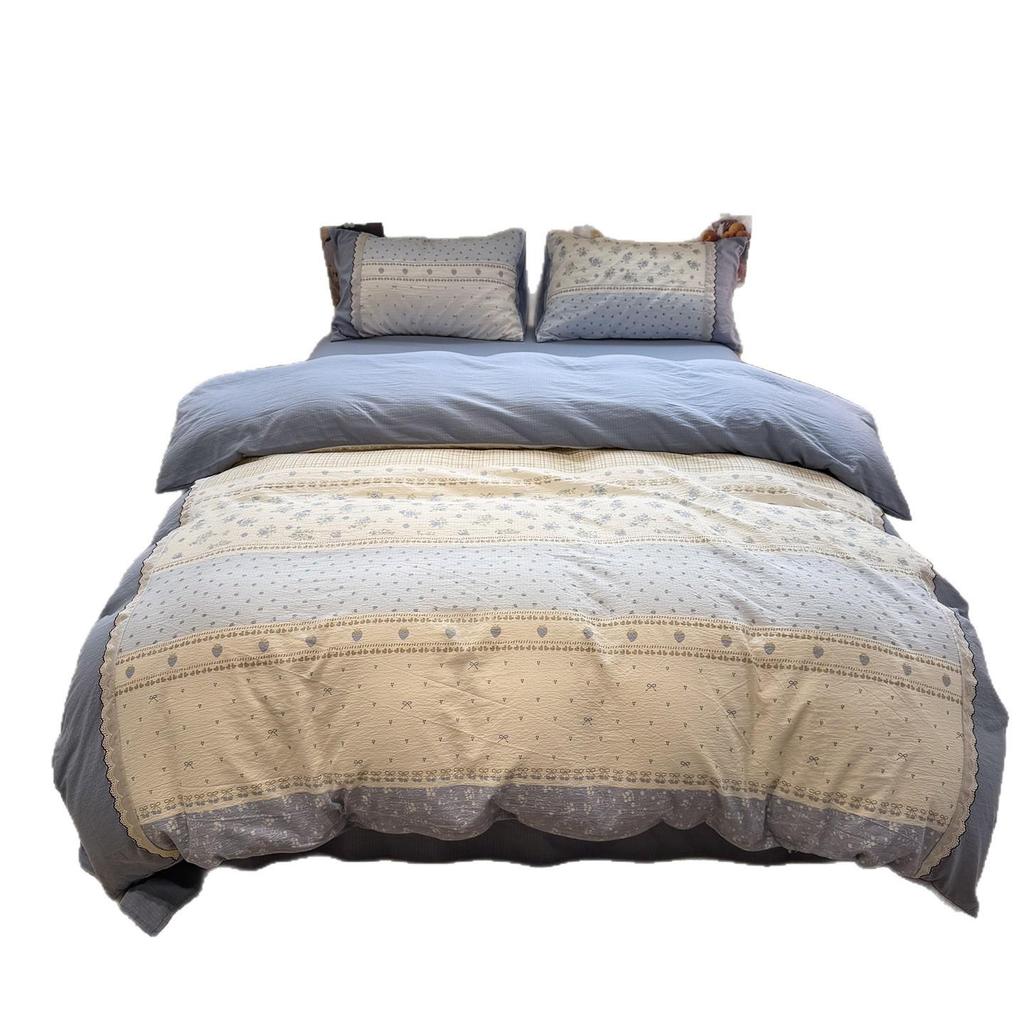 Korean Soft Crinkled Gauze Lace 4-Piece Bedding Set