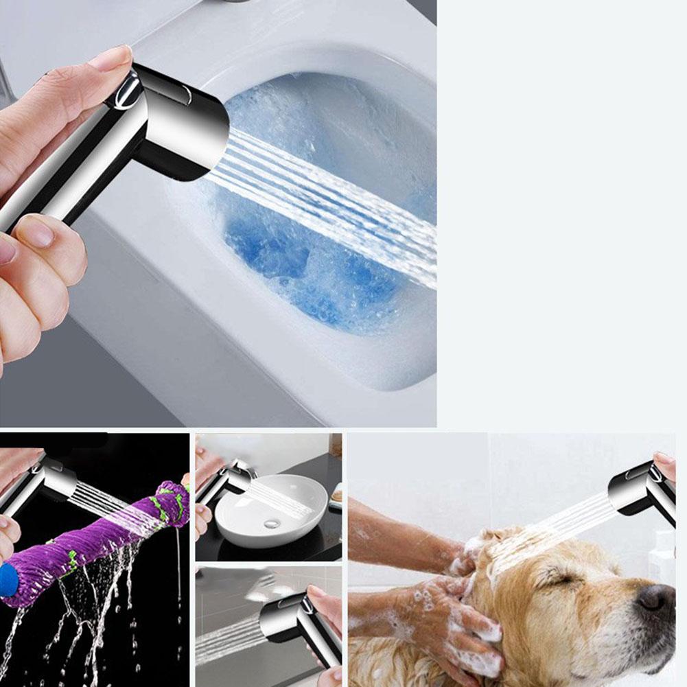 Silver ABS Bidet Spray Head for Floor Cleaning Pet Shower and More
