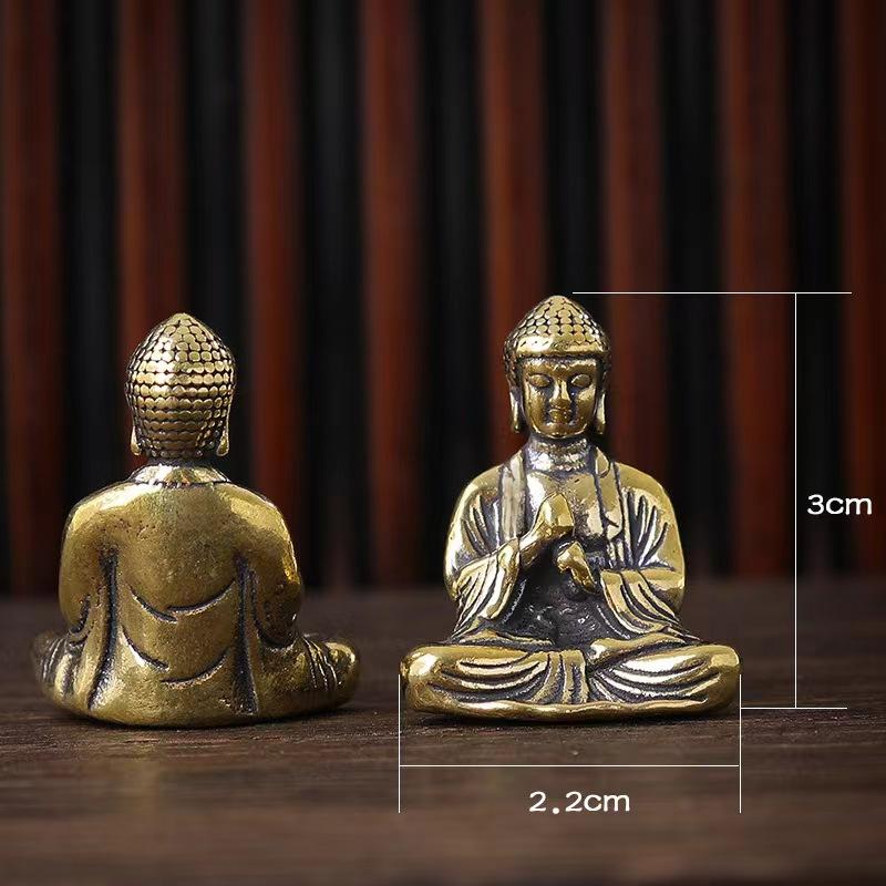 Mini Buddha Statue Pure Copper Shakyamuni Buddha Figurine with Intricate Detailing Indoor/Outdoor Desktop Decor for Home