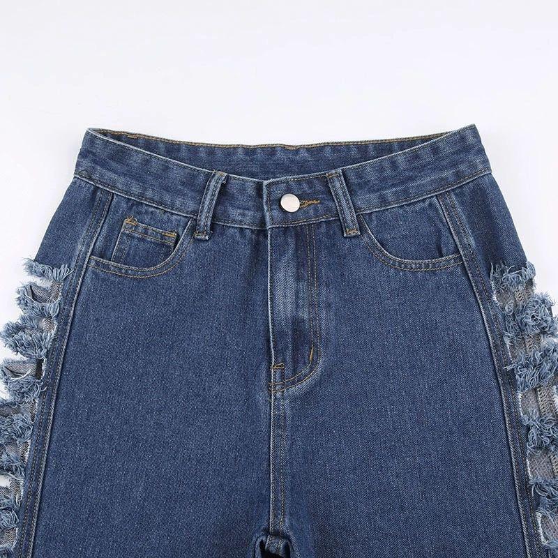 Distressed Sexy Hot Girl Street Trendsetter Slim Ripped Washed Denim Pants for Women