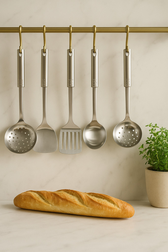 5-teiliges multifunktionales Küchenhelfer-Set aus Edelstahl, Löffel, Schaufel, Spatel, Kochutensilien