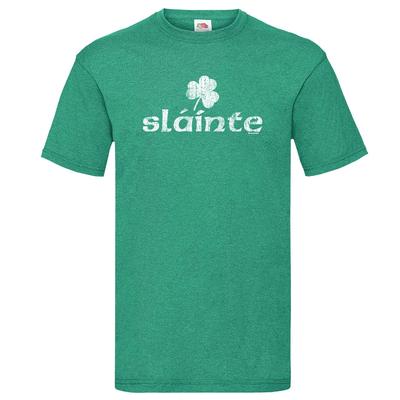 Slàinte St Patricks Day T-shirt Shamrock Faded March 17th Birthday Gift
