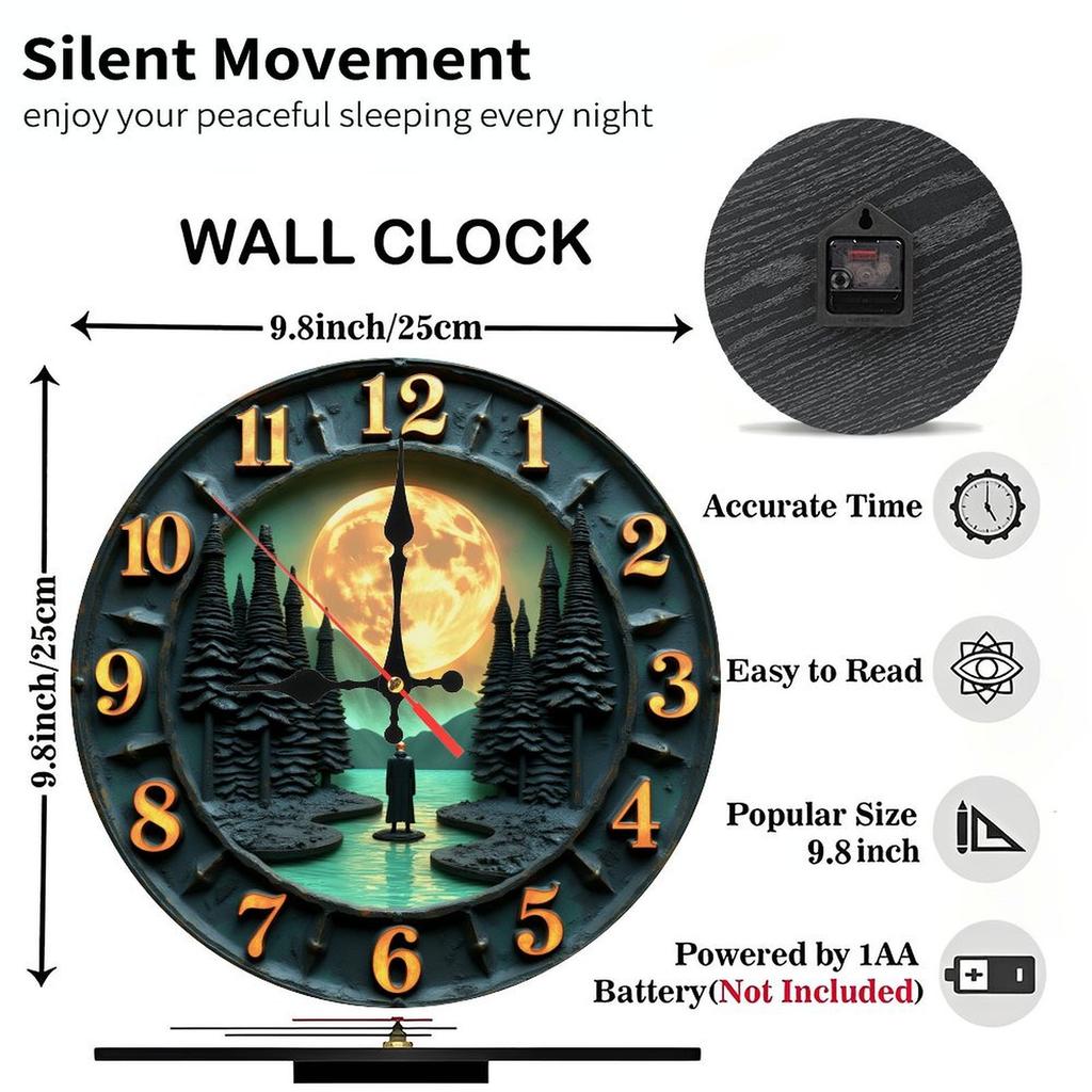 25x25cm Wood Wall Clock with a Funny or Punny Phrase for a Kitchen