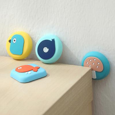2Pcs Cartoon Door Knob Stopper Wall Protector Self-Adhesive Round Square Door Handle Stop Quiet Shock Absorbent Anti-collision Pad Wall Bumper