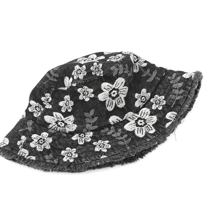 Spring And Summer Outdoor Embroidered Denim Fisherman Hat Retro Bucket Hat Sun Protection Hat