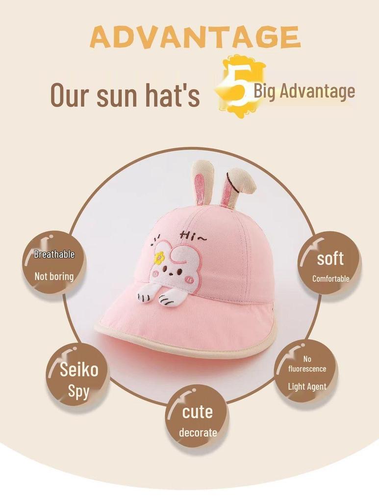 Kids' Cartoon Baseball Cap - Wide Brim Sun Protection Hat for Spring and Autumn