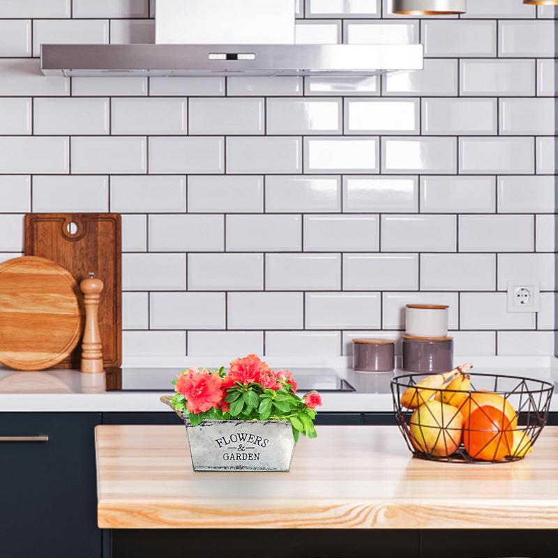 Iron Flower Pot Old Retro Iron Bucket Living Room Tin European Vase Desktop Storage Bucket Garden Decoration Flower Bucket Pot