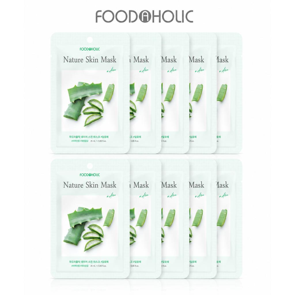 FoodaHolic Nature Skin Aloe Sheet Mask 10 Sheets / 10 Pack