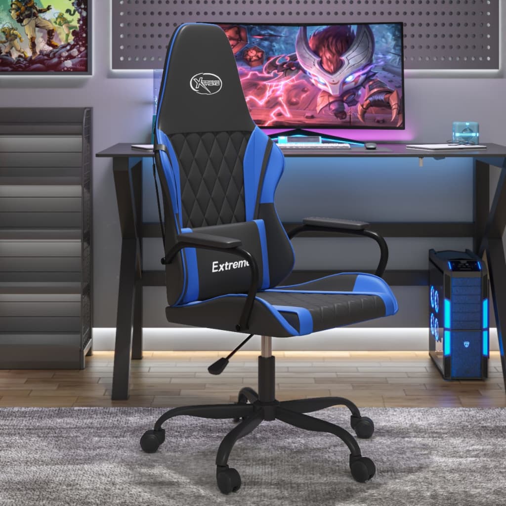 Gaming Chair Black and Blue Artificial Leather