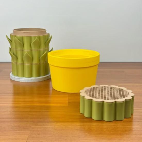 Cactus Knife Block Bamboo Storage Rack Compact Slim Profile Kitchen Knife Holder Cactus-Style Organizer Easy to Clean Stable Weighted Base Kitchen