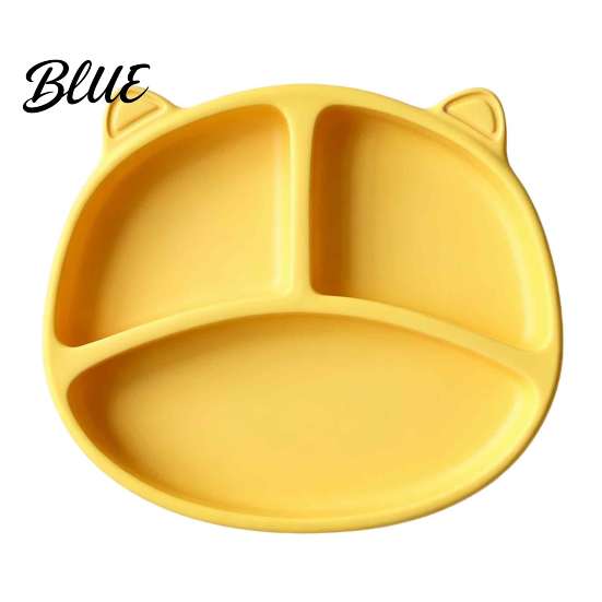 Suction Food Bowl for Kids Silicone Plate Toddlers Cute Bear Shape Unbreakable Divided Baby Feeding Bowl Non Slip Tray Infants And Set 6 Months To 3
